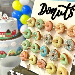 20-gaats donut muurhangende donuts houder stand boards bruiloft decor accessoire eettafel decoratie baby kinder verjaardagsfeestje 21043034
