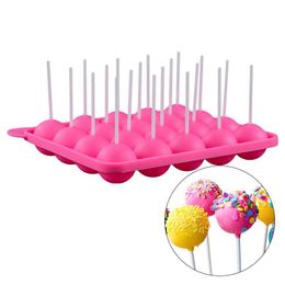 20 Gaten Ronde Lollipop Siliconen Mold Bakken Sferische Chocolade Cookie Candy Maker Pop Mold Stick Lade Cakevormen