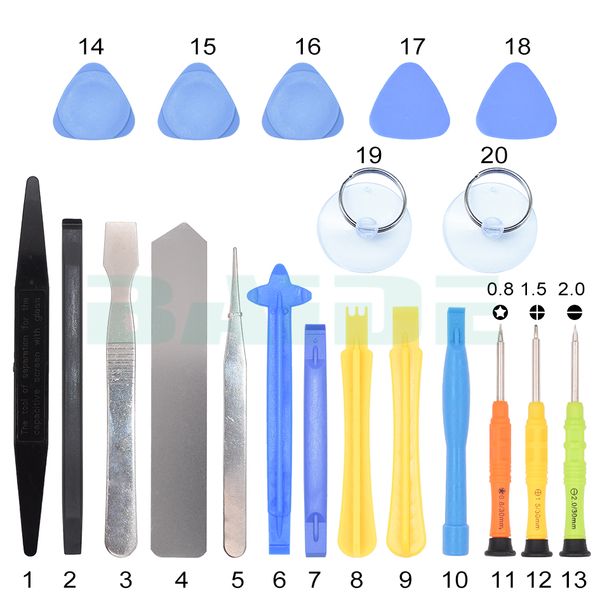 Kit de herramientas de reparación 20 en 1, juego de destornilladores de herramienta de apertura de palanca Spudger para iPhone, iPad, Samsung, juego de herramientas de mano para teléfono móvil