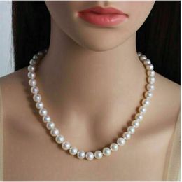Collier de perles blanches Akoya japonaises AAAA 89 mm de 20 pouces avec boucle en or 14 carats 240108