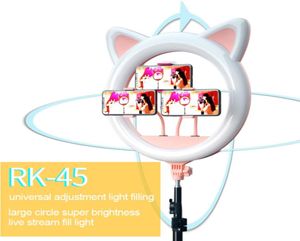 20 pouces LED Selfie anneau lumière chat oreille réglable niveau 10 éclairage de photographie pour maquillage vidéo Youtube tatouage téléphone Studio Light5070801