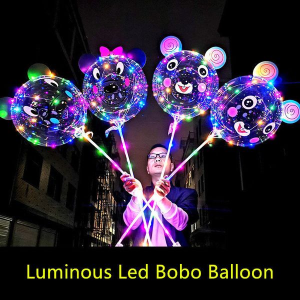 Ballon Bobo lumineux de 20 pouces, ballons lumineux LED transparents pour décoration de fête d'anniversaire et de mariage