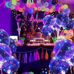 Globo Bobo Led luminoso de 20 pulgadas, palitos de globos transparentes, decoraciones para fiesta de cumpleaños, Navidad, boda, regalo para niños