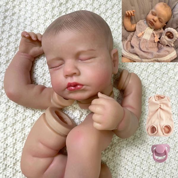 20 pouces Reborn LouLou 3D peau peinte Kit avec cils enracinés et corps en tissu non assemblé Reborn bébé poupée pièces bricolage moules 240226