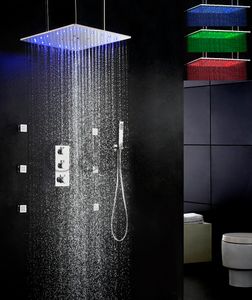 Ensemble de robinets de bain-douche thermostatiques, pomme de douche sensible à la température LED, 20 pouces, Swash et pluie, 009-20QL-F