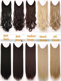 20 pouces fil invisible Pas de clips dans les extensions de cheveux Ligne de poisson secrète Silky Silky Real Natural Synthetic1108110