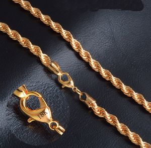 20 inches verzilverd nieuwe aankomst sieraden gratis verzending mooie schattige mode charme 6mm touw ketting ketting sieraden cadeau gemarkeerd 18k sieraden