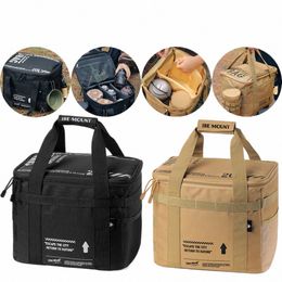 Sac à lunch de 20 L de grande capacité avec poignée Picnic Cooke Ustensiles Kit Sac Sac de rangement Perle Cott anti-impact Anti-impact F1pt #