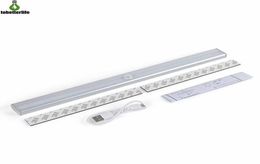 20 LED PIR Sensor de movimiento gabinete luz armario cama lámpara LED debajo del gabinete luz nocturna para armario escaleras Kitchen8177406