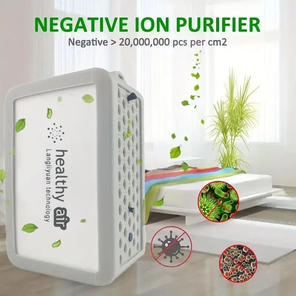 Purificateur d'air portable 20 millions d'ions négatifs - Rechargeable par USB, nettoyeur de bureau silencieux pour la maison, le bureau et les petites pièces - 3 modes pour la poussière, les squames d'animaux, la fumée et les odeurs