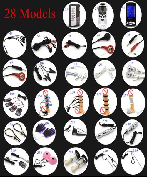 20 modèles Electric Shock Toys Accessory Uretral Sound Pinis Anneaux Détau Temps Anal Plux Masseur Myming Pulse Physiothérapie Toy7740076