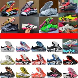 20 nuevas botas de fútbol de calidad de diseño 30 aniversario 24 pliegue de lengua de élite sin cordones FG zapatillas de fútbol masculino cómodos zapatos de fútbol de cuero para niños