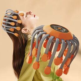 20 Octopus Claw Head Massageur Electric Red Light Traitement Soulagez le stimulateur de massage du cuir chevelu Stimulateur de vibration orange masseur de tête 240513