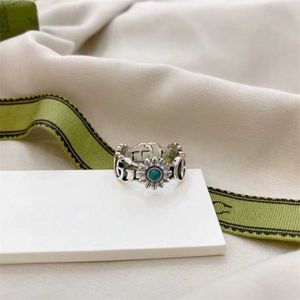 20% korting 2023 Nieuwe designer sieraden armband ketting ring Sterling 924 bloem Turquoise trend hol paar Ring Gift