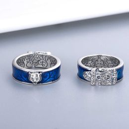 20% korting op 2023 Nieuwe luxe hoogwaardige mode -sieraden voor nieuwe Japanse Koreaanse Koreaanse heren en damespaar Thaise zilveren ring sieraden