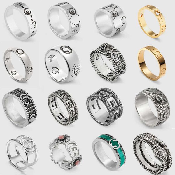 20% de descuento en todos los artículos 2023 Nueva joyería de moda de lujo de alta calidad para anillo de plata esterlina estilo antiguo hip hop Lote de calavera de margarita para hombres y mujeres