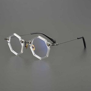 20% de réduction pour les créateurs de luxe plaque faite à la main japonaise cadre de lunettes de style multilatéral de la République de Chine ultra léger peut être équipé de la myopie mais est