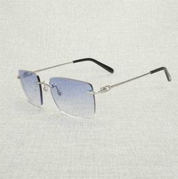 20% de descuento para diseñadores de lujo Vintage sin montura Hombres Mujeres Marco de metal Anteojos cuadrados Tonos Oculos Gafas para accesorios de club al aire libre 011B