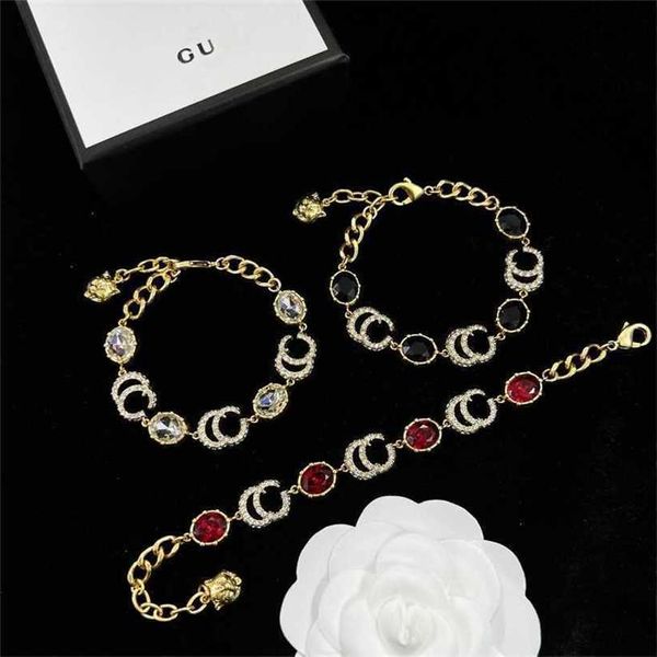 20% de réduction sur le nouveau bracelet en diamant incrusté de Double lettre de chaîne noire blanche de Gu Jia/G Jia pour femmes, luxe léger, Style Cool