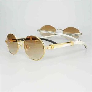 20% korting op luxe ontwerper Nieuwe heren- en dames zonnebril 20% korting op de all-match trendy unieke witte hoorn vintage zonnebrilveren vizier glas rood gafas de sol voor deco