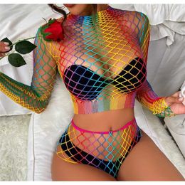 20% korting op de lintfabriek Store sexy is verdeeld in stukken regenboog gekleurd pak lingerie net bikini sexy sujetador transparente serie