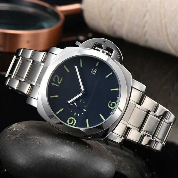 20% de descuento en reloj para hombre nuevo, tres puntadas, aguja pequeña, segundos de caminata, reloj de cuarzo superior de lujo, cinturón de acero, Paner para hombre