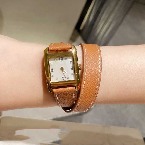 20% de descuento en reloj Reloj de lujo para mujer 23 mm para mujer Esfera de concha de nácar Movimiento de cuarzo suizo Cinturón de doble bucle Cara cuadrada Serie Nantucket Damas Regalo elegante para dama