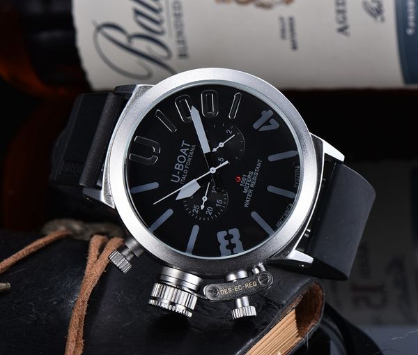 20% OFF montre Montre U Big Boat Cinq points Automatique Mécanique Hommes Sport Argent Noir Caoutchouc Classique Rond Top Luxe Auto Vent Montre de