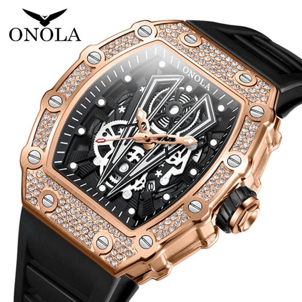 20 Onola/Orona Full Diamond Fashion Kwai Live Men's Tape Wating Watch Watch Men 96