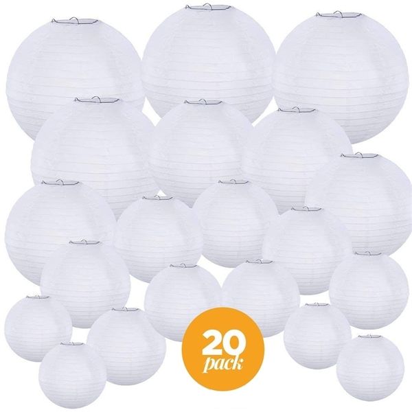 Paquete de 20 farolillos de papel chinos Papier Lampion 4 6 8 10 12 Linternas colgantes Bola Boda Navidad Evento Decoraciones para fiestas 220531