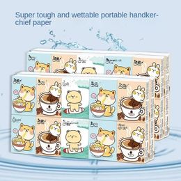 20 paquetes de papel de pañuelo de dibujos animados pequeños paquetes de servilletas portátiles lindas de tres capas puede ser pañuelos de agua húmedos 240323