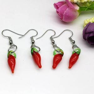 20 pares de pendientes de cristal con abalorio de pimienta de Chile, pendientes de murano de Murano con esmalte de colores Sexy a la moda para Mujer, pendientes colgantes Oorbellen para Mujer