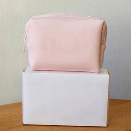 Diseñadores Bolsas de cosméticos Estuches de maquillaje Almacenamiento portátil Moda Blanco Rosa Bolsa Mano Espacio Cremallera de algodón Bolsa de maquillaje