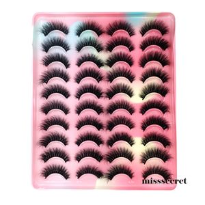 20 pares de pestañas 3D pestañas de visón sintético esponjosas suaves y tenues extensiones de pestañas cruzadas naturales paquete de pestañas reutilizables maquillaje de pestañas postizas de visón con bandeja de arco iris