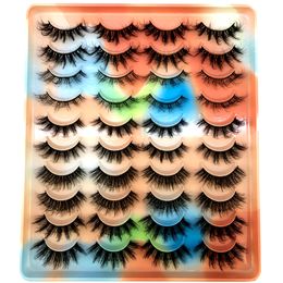 20 Pairs 3d Valse Wimpers Fluffy Faux Mink Wimpers Bulk met Custom Box Piekerige Natuurlijke Lash Pack Korte Groothandel Natuurlijke