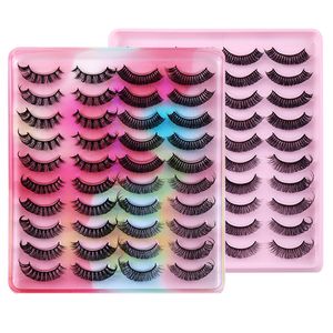 20 paren D krul valse wimpers natuurlijke Russische wimperverlengingen zachte comfortabele faux nerts wimpers make -up