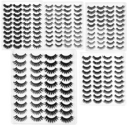 20 Pairs Mink Eyelashes 3D Fuax Mink False Wimper Pack Natuurlijke Dikke Wispy Fluffy wimpers Volume Fake Eye Lash Make-up Extension Silk Eyelashs Personaliseer Logo