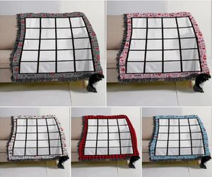 20 paneles Mantas de lana por sublimación con borlas Impresión por transferencia de calor chal envolvente sofá manta para dormir para niños Cama Mantas de franela 125x150 cm