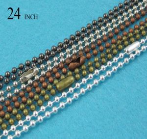 Collier de chaîne à billes de 20 pcs 24 pouces chaîne de perles de 24 pouces chaînes de balles 24 mm en bronze argent cuivre noir gunmetal8678347