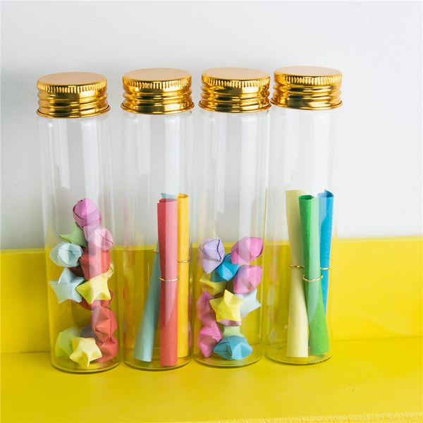 20 Uds. Botellas pequeñas de vidrio de 30x120x21mm con tapón de rosca dorado DIY 60ml frascos vacíos de contenedores de estrellas de los deseos