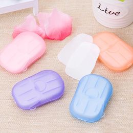 20 pcs / boîtes désinfectant du savon de savon de bain Soaps Flakes Mini Papiers de nettoyage Easy Wash Voyage à la main Pratique Perfosable Sceau de tranche parfumée