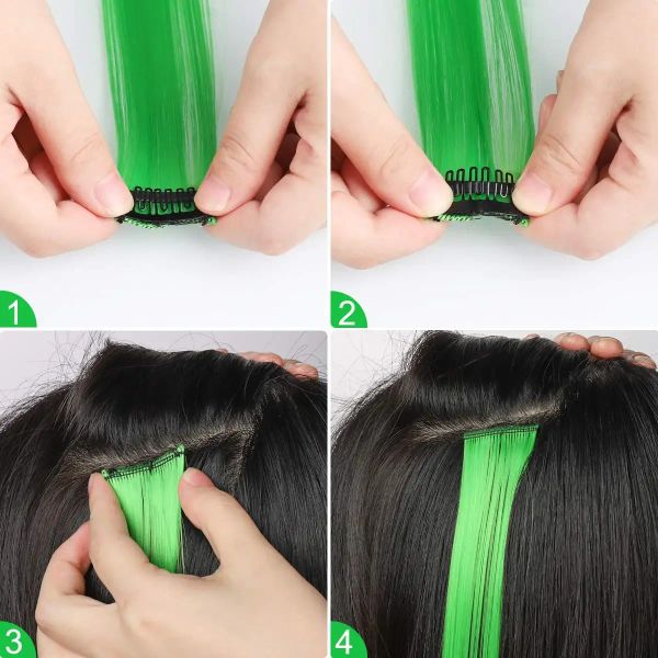 20 PCS COLORET PARTA MOESPES CLIP COLORIVO EN Extensiones de cabello 22 pulgadas Cañas sintéticas rectas para mujeres Regalo de niñas para niños