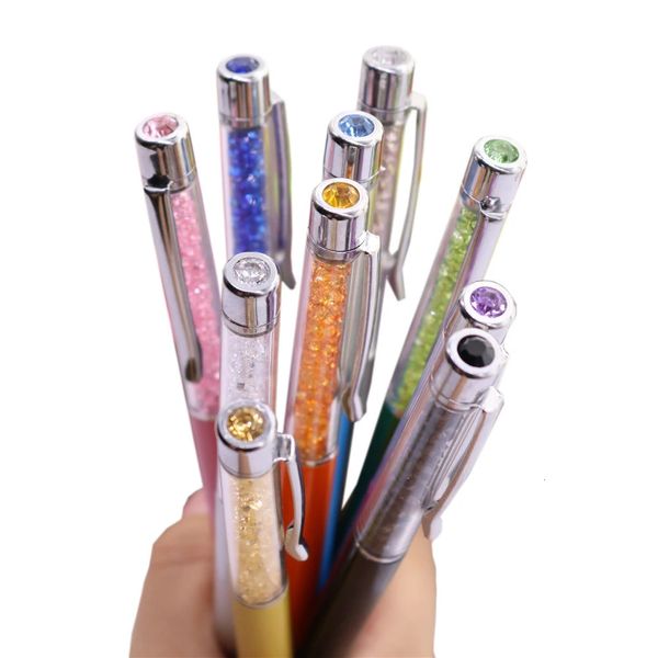 20 pièces stylo cristal stylo à bille en métal cadeau stylo condensateur stylo étudiant papeterie bureau écriture Promotion stylo 240116