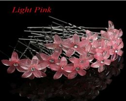 20 pcs Crystal Rinestone Flower Hair Pin Clips Femme Femme Mariage Hair Bijoux Princess Party Perle Simulate Hair Combs1783799