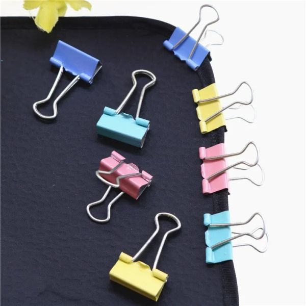 20 PCS CLIP Longue Black Metal Binder 15 mm Remarque Paper Clips Office Supplies Material Document Binding Fixation Paperclips