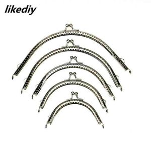 20 pcs / lot 5 tailles d'argent brillant arc de base arc de base de sac à main en métal baiser fermoir verrouillage bricolage accessoires 8,5 / 10,5 / 12.5 / 15.5 / 18.5cm 211218