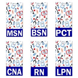 20 Pcs/Lot accessoires personnalisés dessin animé médical conception étiquette de nom verticale PVC matériel nom Badges RN CNA LPN PCT Badge copain pour infirmière cadeau
