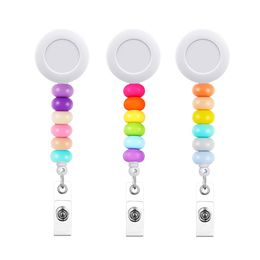 20 pcs/lot porte-clés personnalisés Silicone perlé infirmière Badge bobine avec pince crocodile pour étudiant enseignant infirmière cadeau accessoires