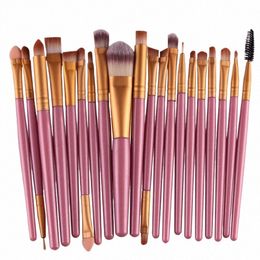 20 pièces ensemble de pinceaux de maquillage ensemble de pinceaux d'ombre à paupières ensemble de pinceaux de fond de teint outils de beauté fibres synthétiques super douces ensemble complet b5R5 #