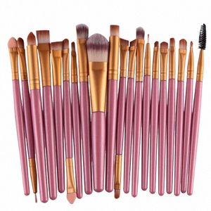 20 pièces ensemble de pinceaux de maquillage ensemble de pinceaux d'ombre à paupières ensemble de pinceaux de fond de teint outils de beauté fibres synthétiques super douces ensemble complet b5R5 #